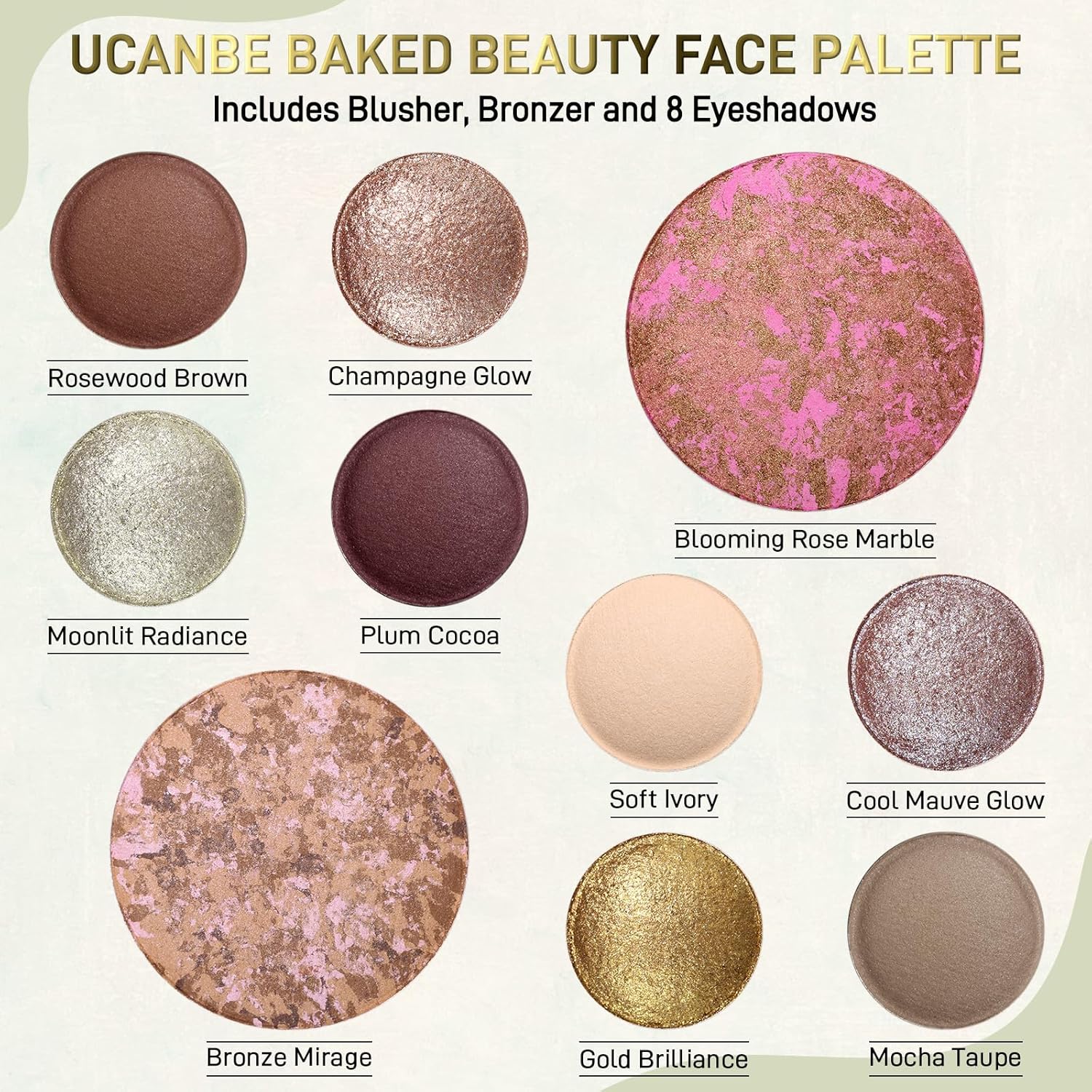 UCANBE Juego de paleta de maquillaje horneado de tamaño completo, i...