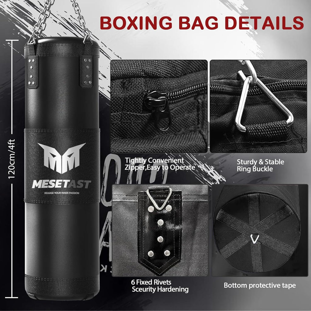 Saco de boxeo Mesetast para adultos, juego de saco de boxeo pesado...