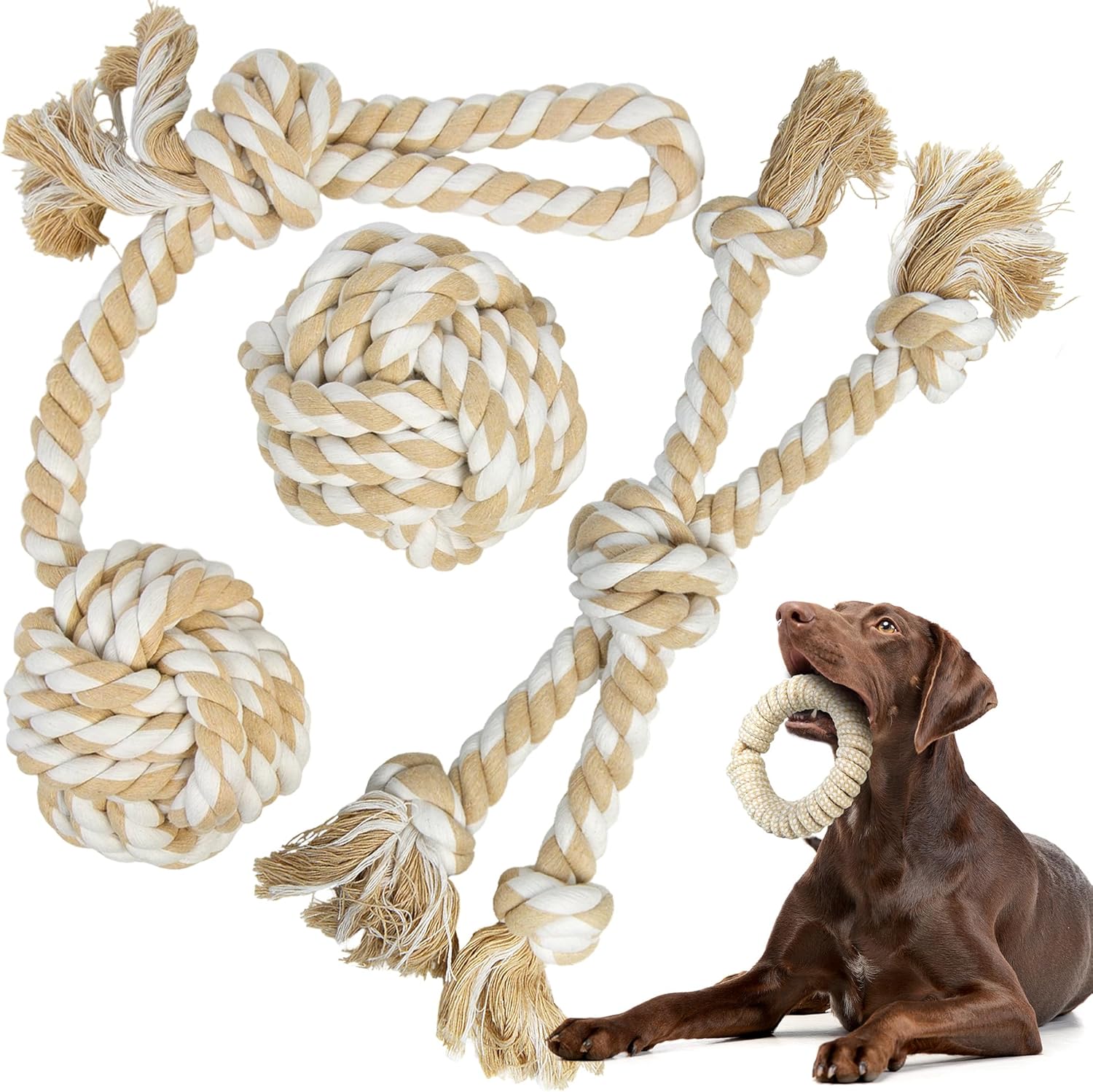 Juguete de cuerda para perros, paquete de 4 juguetes de cuerda para...