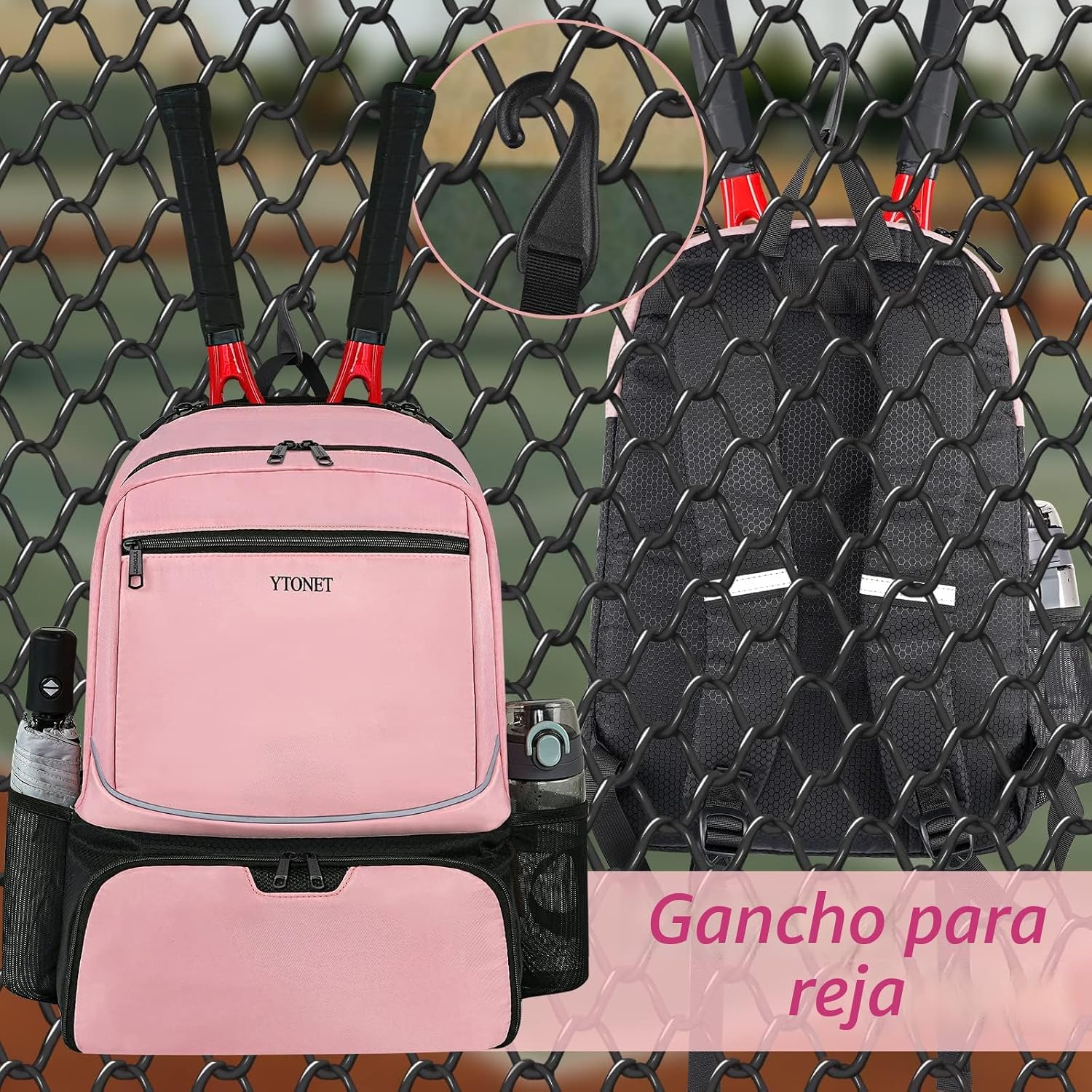 Ytonet Mochila de tenis para mujeres y hombres, 2 raquetas con bols...