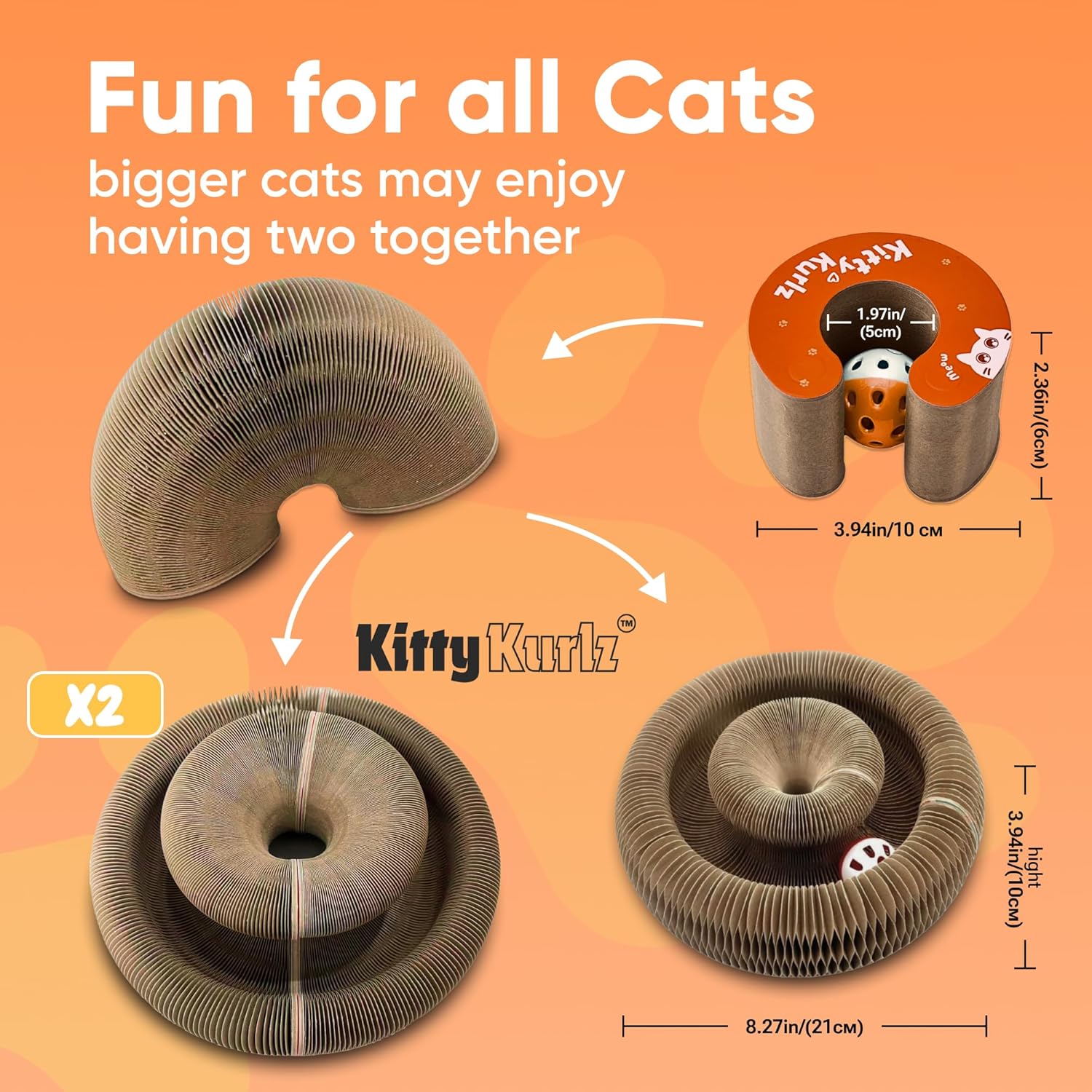 Kitty Kurlz - Juguete magnético Kitty Kurlz y rascador de cartón re...