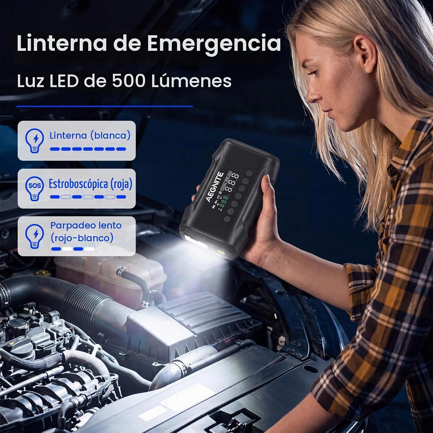 AEGNITE Arrancador con compresor de aire 3000A 150PSI | Amplificado...