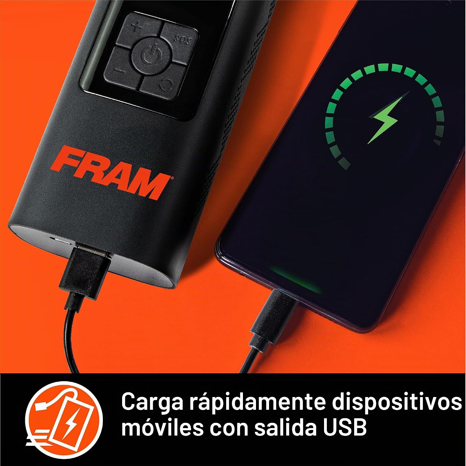 FRAM FEK40002 Inflador de neumáticos de emergencia portátil con bat...