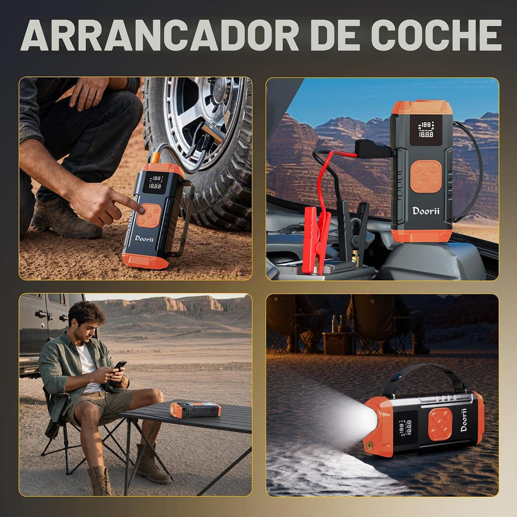 Arrancador de salto de 8000 A con compresor de aire, batería de coc...