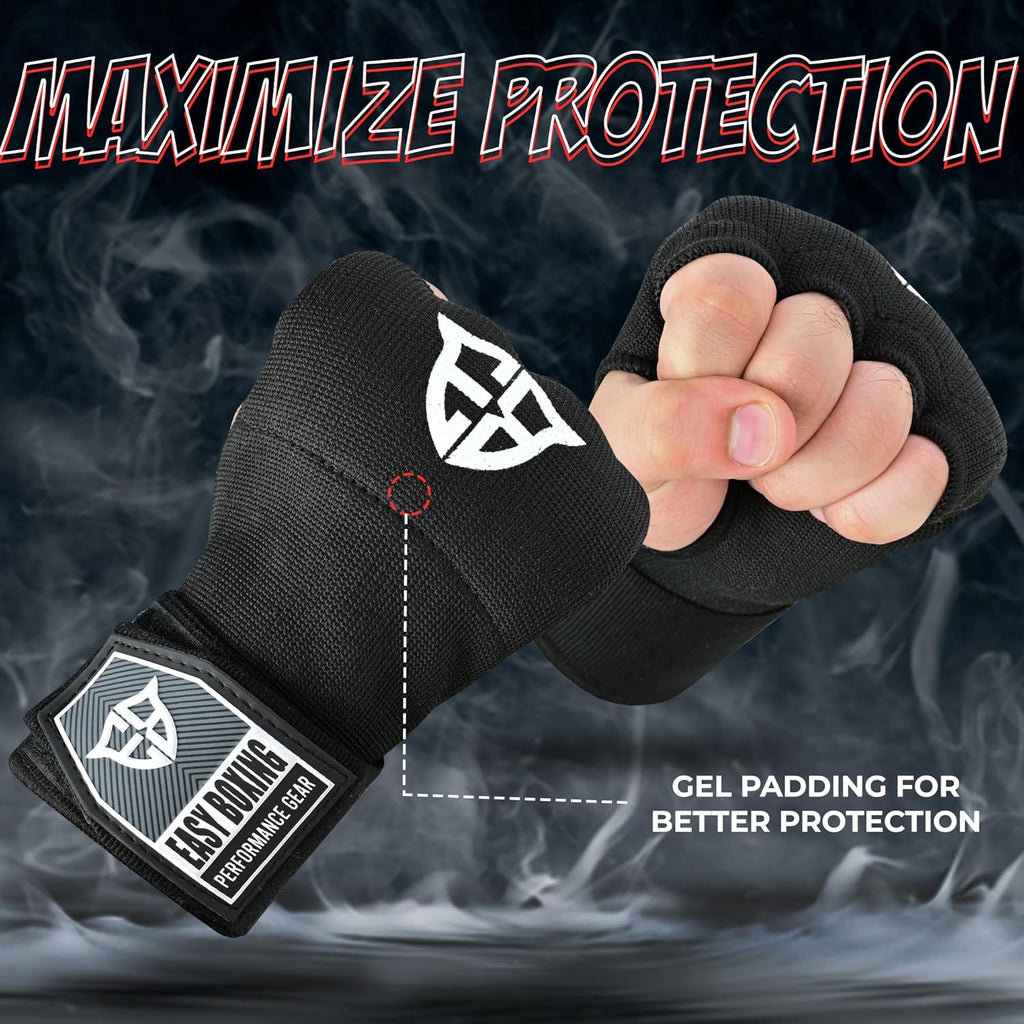 Easy Boxing Guantes interiores de gel, cierre de , muñequeras trans...