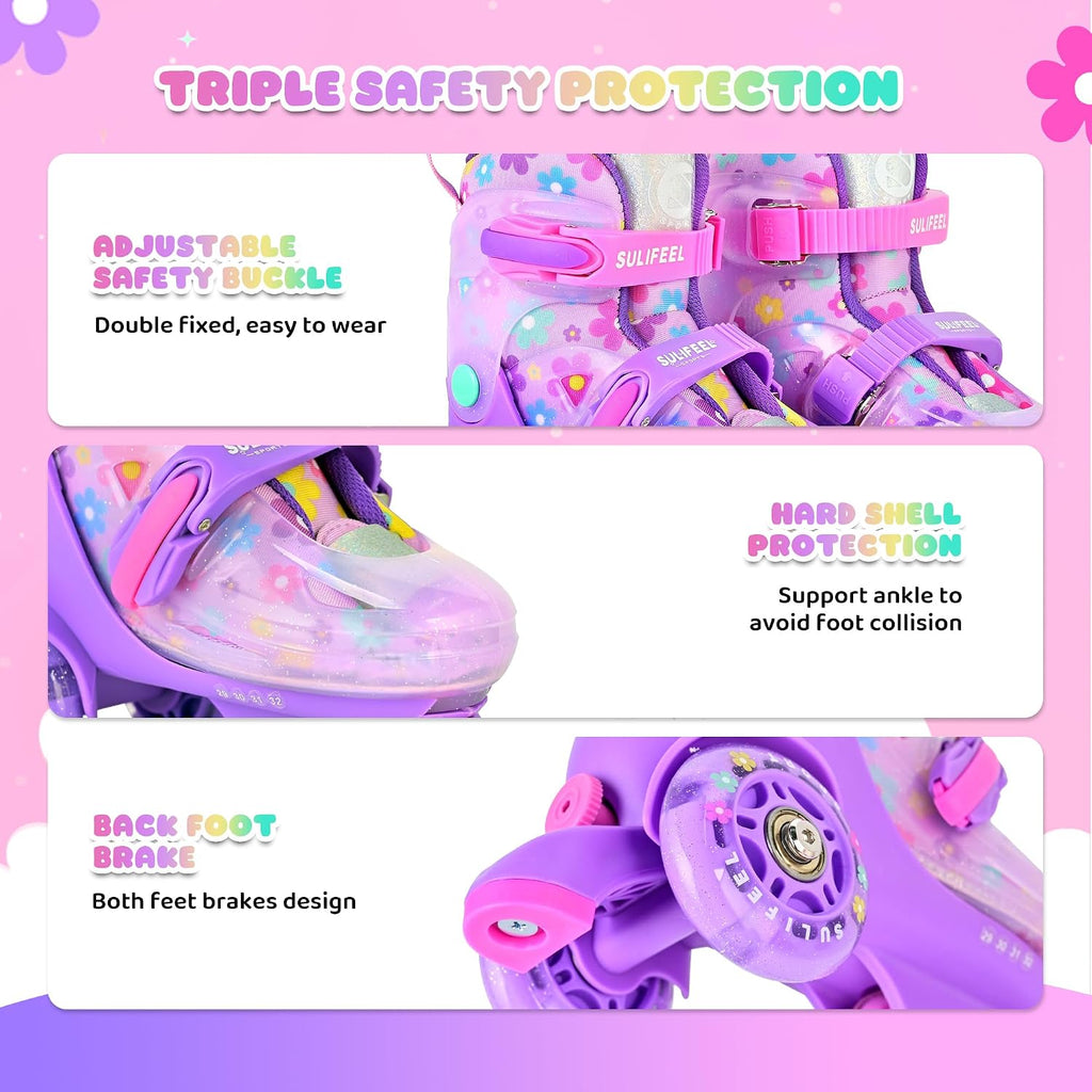 SULIFEEL Patines de Ruedas Ajustables para Niñas Niños Infantiles,...