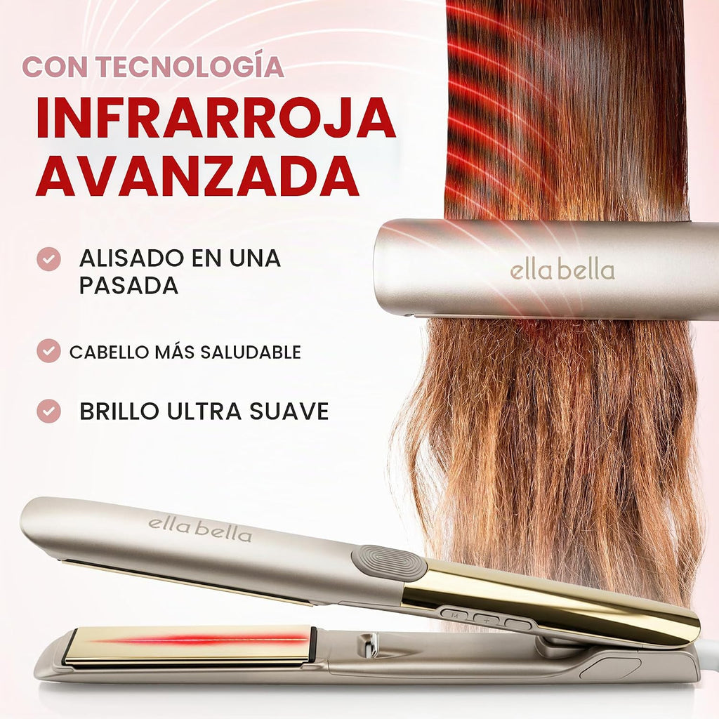 ELLA BELLA Plancha plana de titanio para el cabello delgada (con in...
