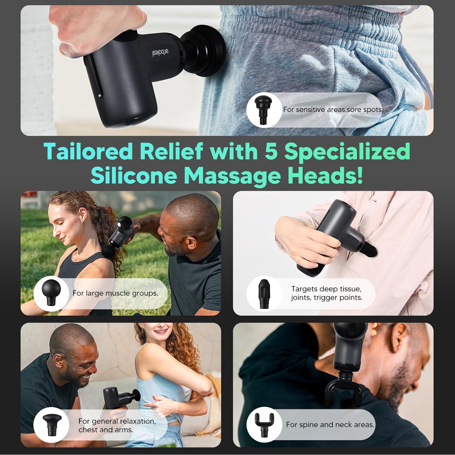 arboleaf Mini pistola de masaje de tejido profundo, masajeador musc...