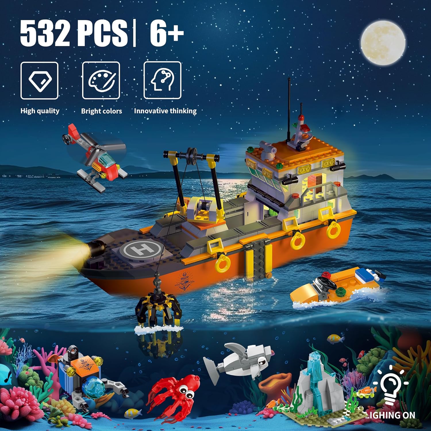 AKWME City Ocean Explorer - Juego de construcción de barcos explora...