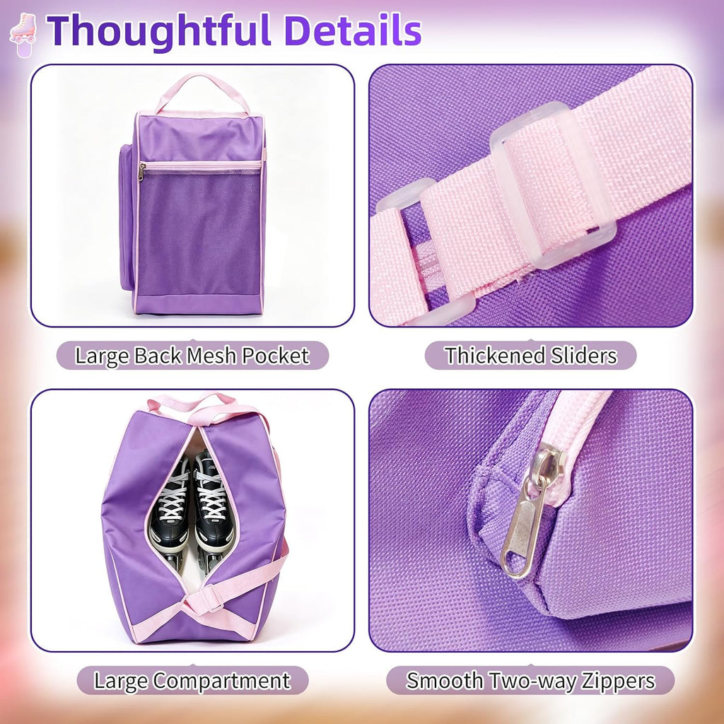 Yzryth Bolsa de patinaje con inicial personalizada para niñas y muj...