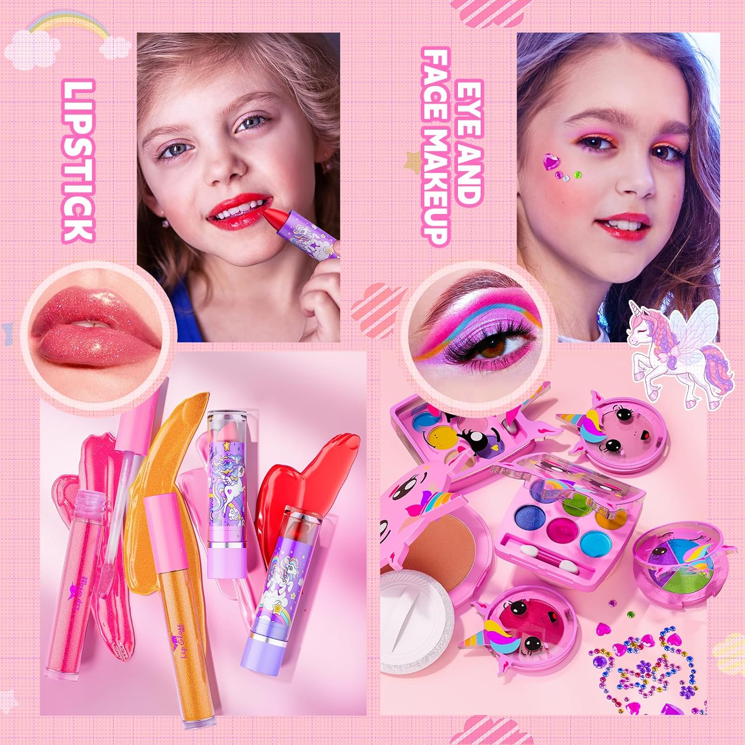 Beayuck Kit de Maquillaje para Niñas - Kit de Juguetes de Maquillaj...