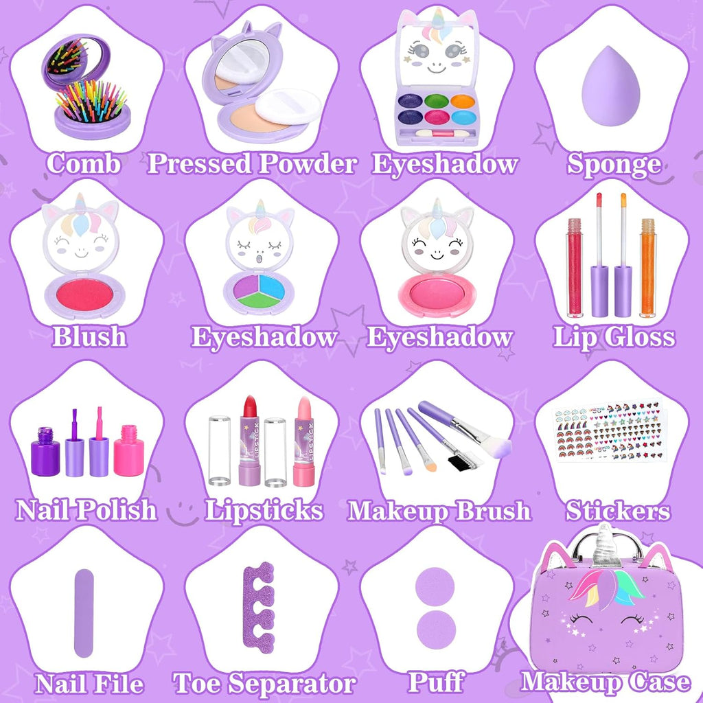 Heaning Maquillaje lavable para niños, juego de maquillaje real par...