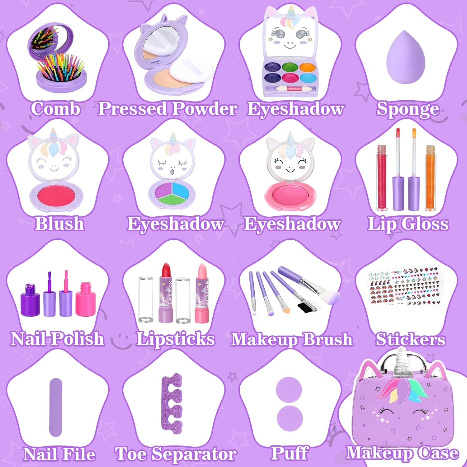 Heaning Maquillaje lavable para niños, juego de maquillaje real par...