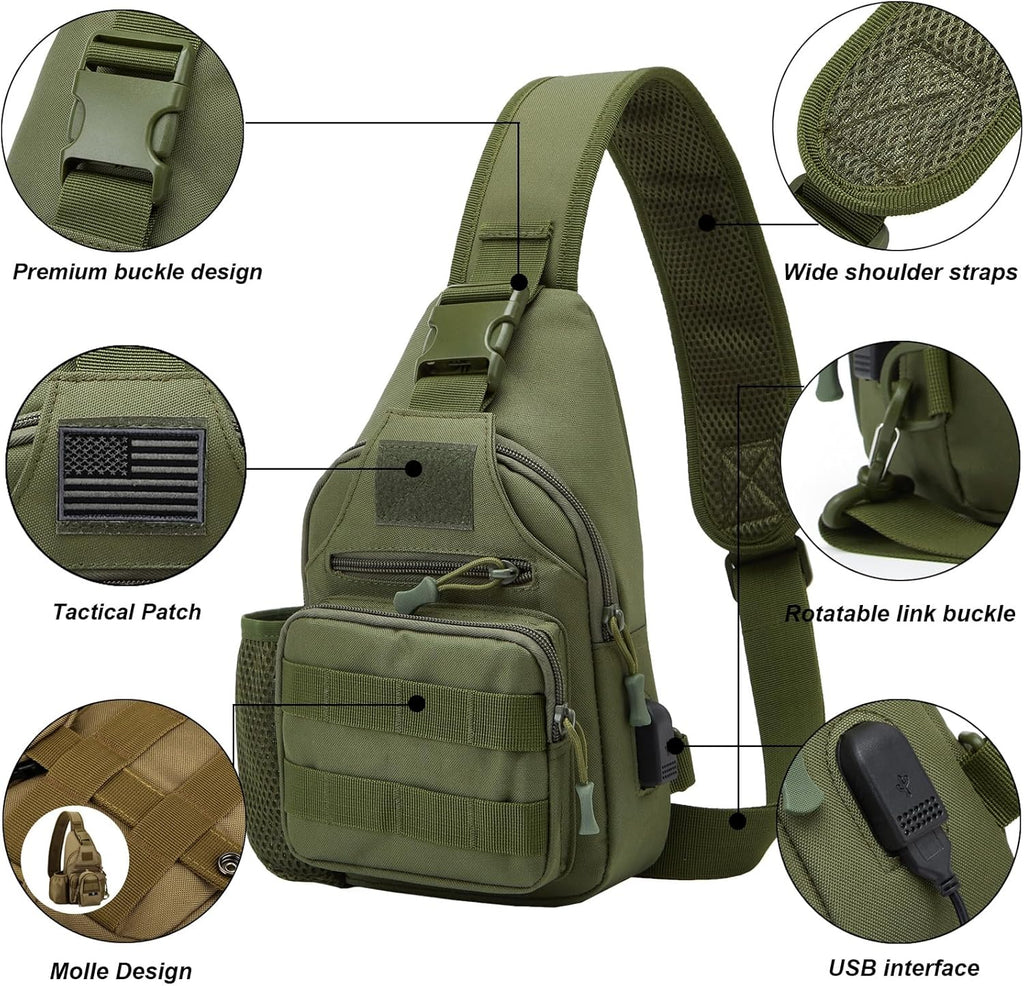 ZHIERNA Mochila Táctica de Hombro con Correa Cruzada y Soporte para...
