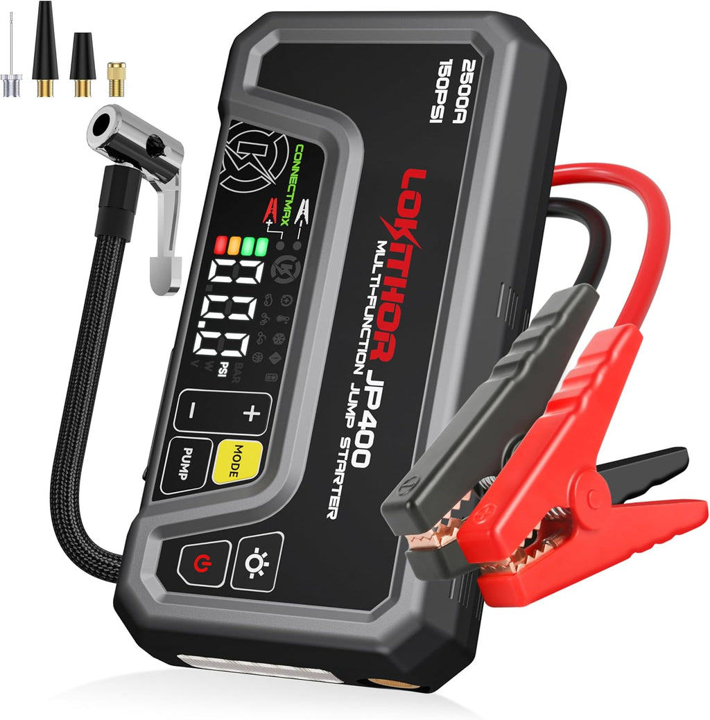 LOKITHOR Arrancador JP400 con compresor de aire, 2500 A 12 V baterí...