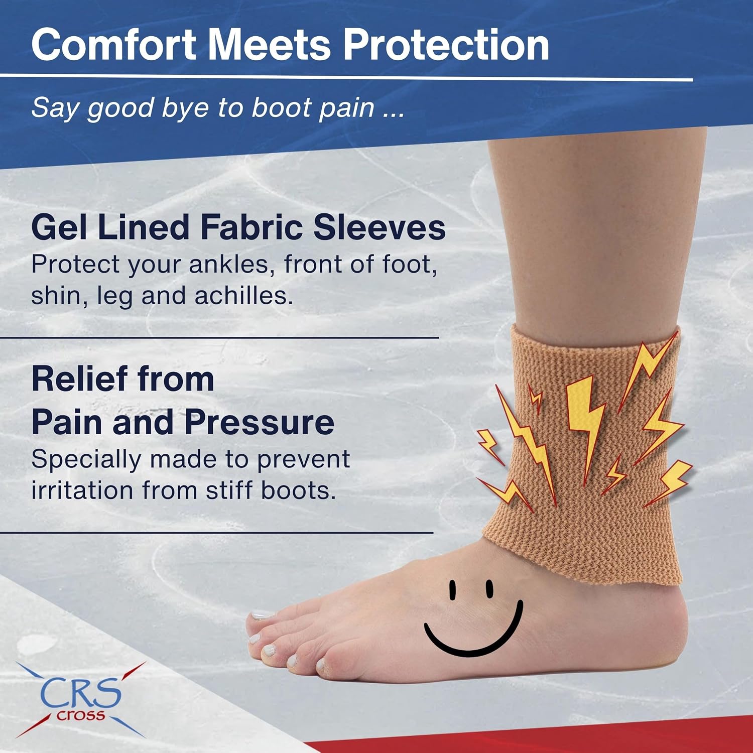 CRS Cross Mangas de gel para tobillo. Un par de calcetines acolchad...