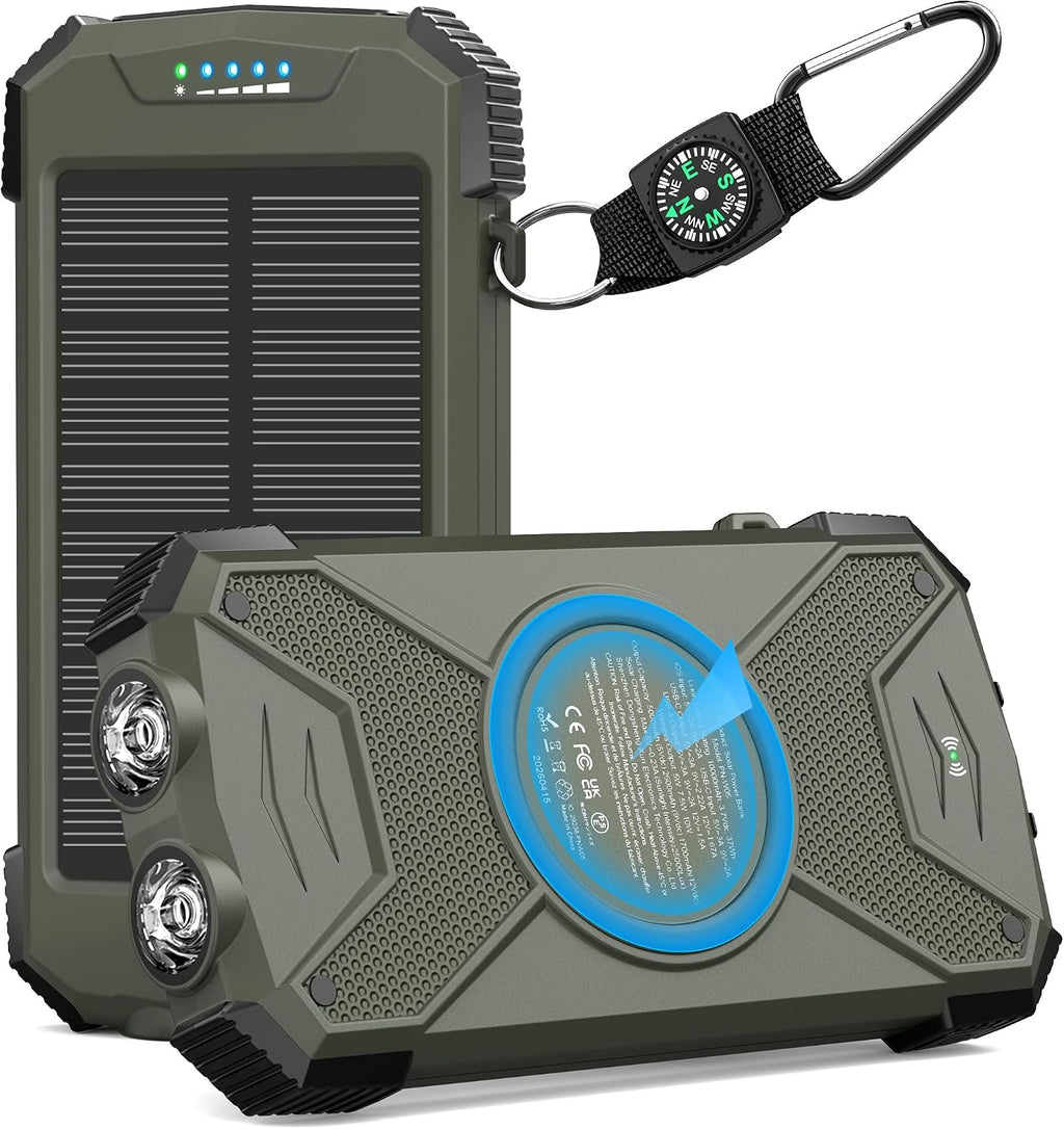 BLAVOR Banco de energía solar de 10,000 mAh, cargador inalámbrico p...