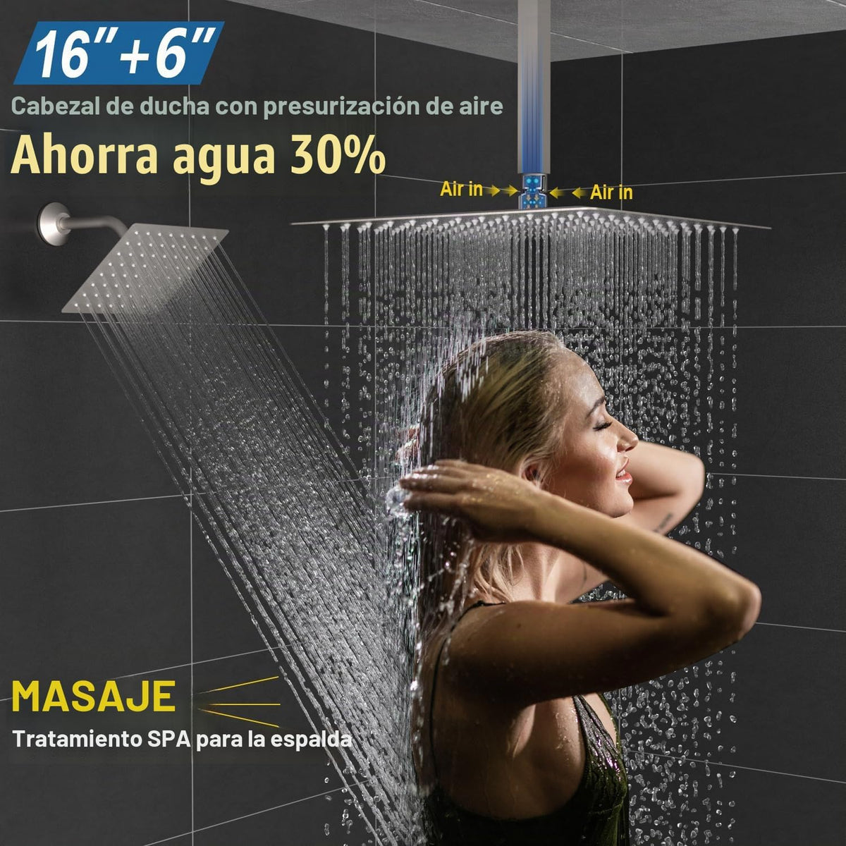Sistema de ducha termostático de 16 pulgadas, juego de fuacet de du...