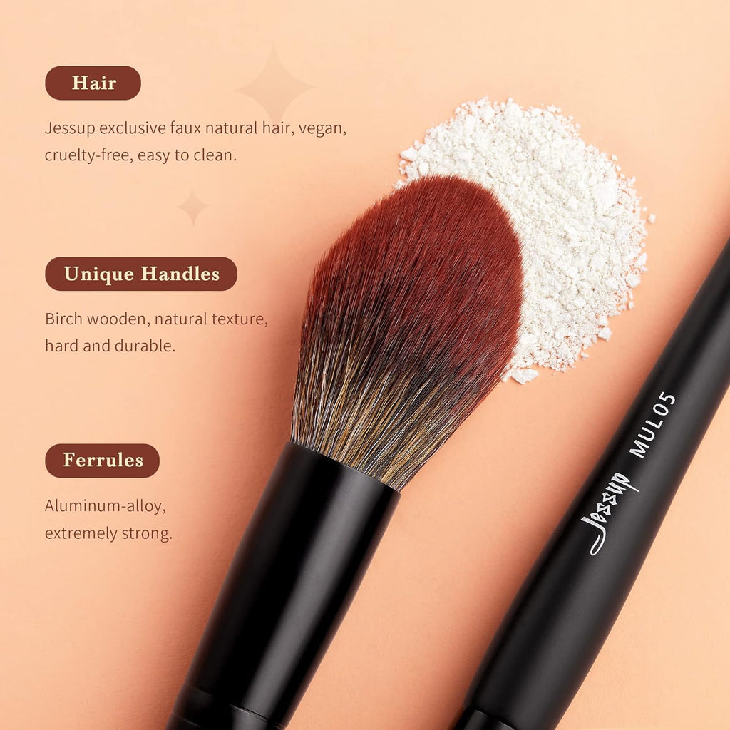 Jessup Pinceles de maquillaje facial grande, 3 piezas, cepillo de r...