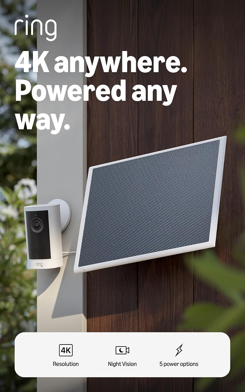 Ring Outdoor Cam 4K Plus (modelo más reciente), solar, Retinal 4K,...