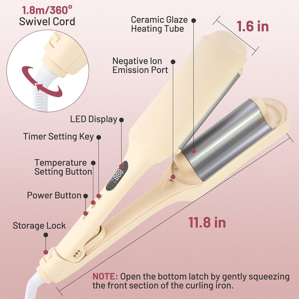 Tieumioe Beach Waver - Plancha rizadora para mujer de 1.25 pulgadas...