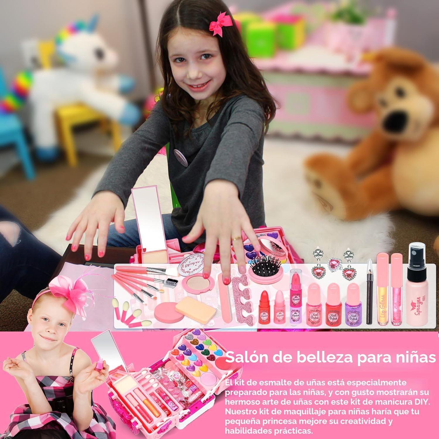 Juego de maquillaje para niñas \u2013 54 piezas de juguetes para ni...