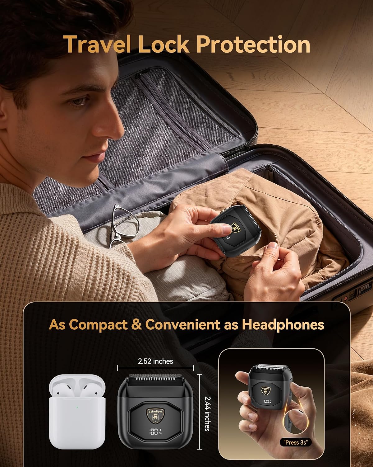 EchoByte Afeitadora eléctrica de metal completo para hombres: 4 cuc...