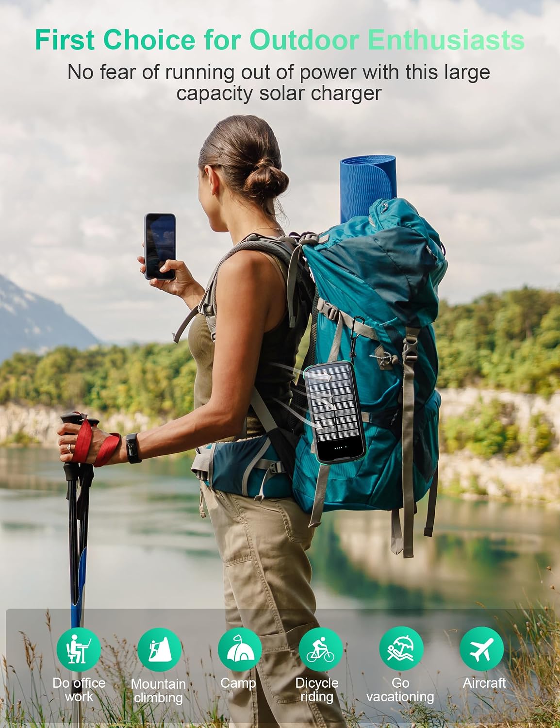 SOXONO Cargador Solar Power Bank, PD 20W Carga Rápida Batería Exter...