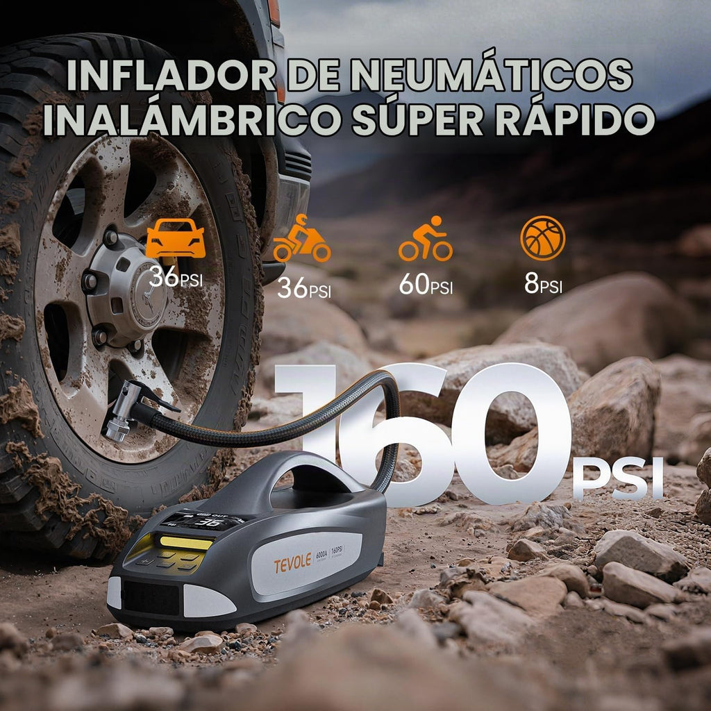 TEVOLE Arrancador de 6000A con compresor de aire, arrancador de bat...