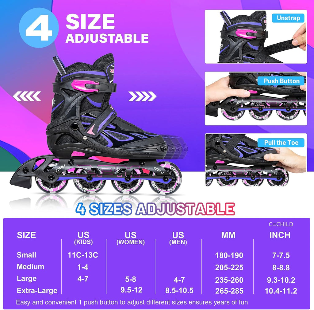 2PM SPORTS Vinal - Patines en línea ajustables intermitentes para n...