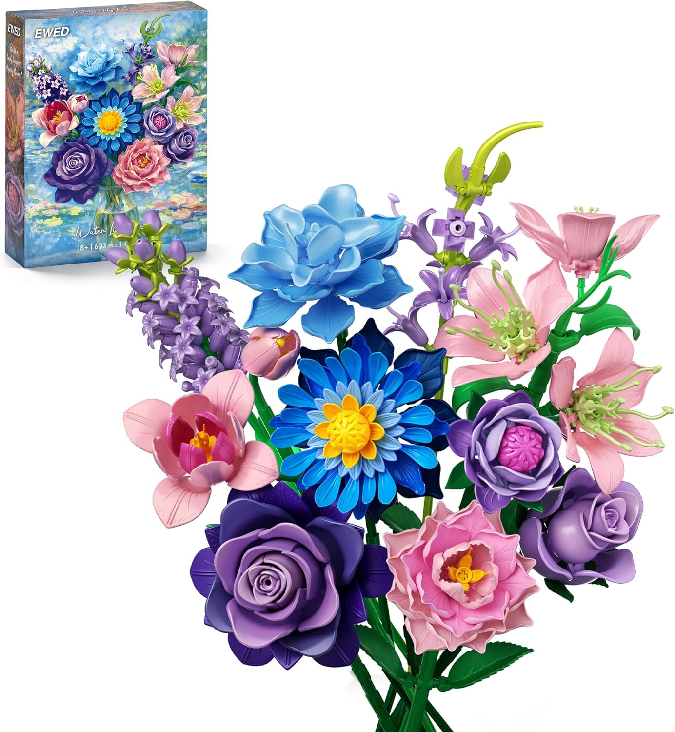 EWED Impressionist Water Lily Flowers Bouquet Building Set for Adul...
