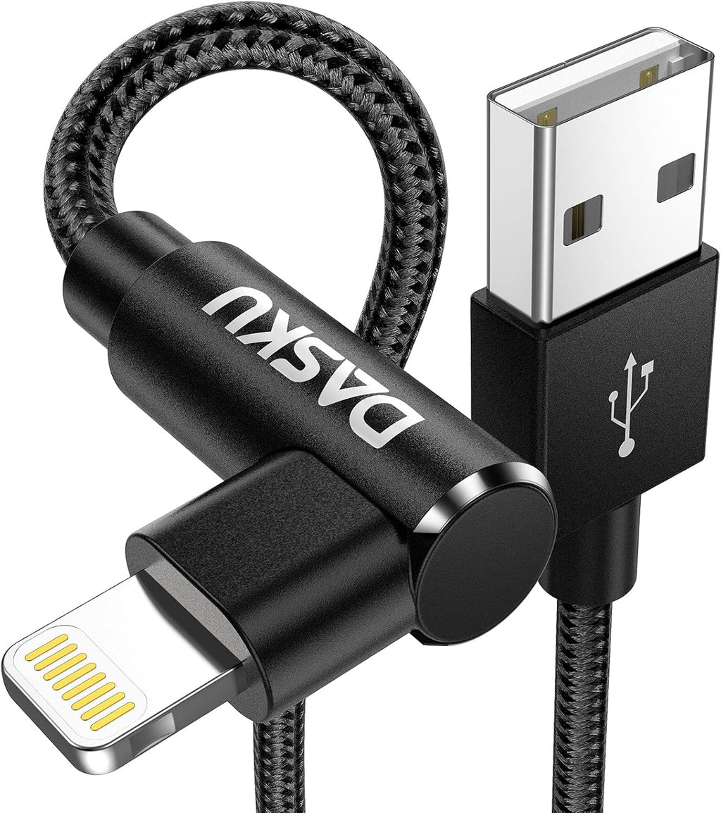 Dasku Paquete de 2 cables de carga para iPhone de 90 grados, cable...