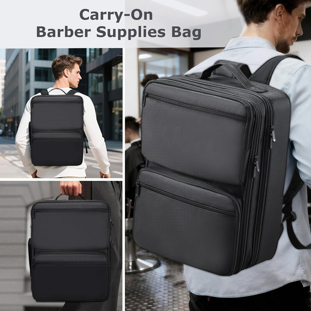 Yueieoun Bolsa de peluquería con bandeja desmontable, mochila de vi...