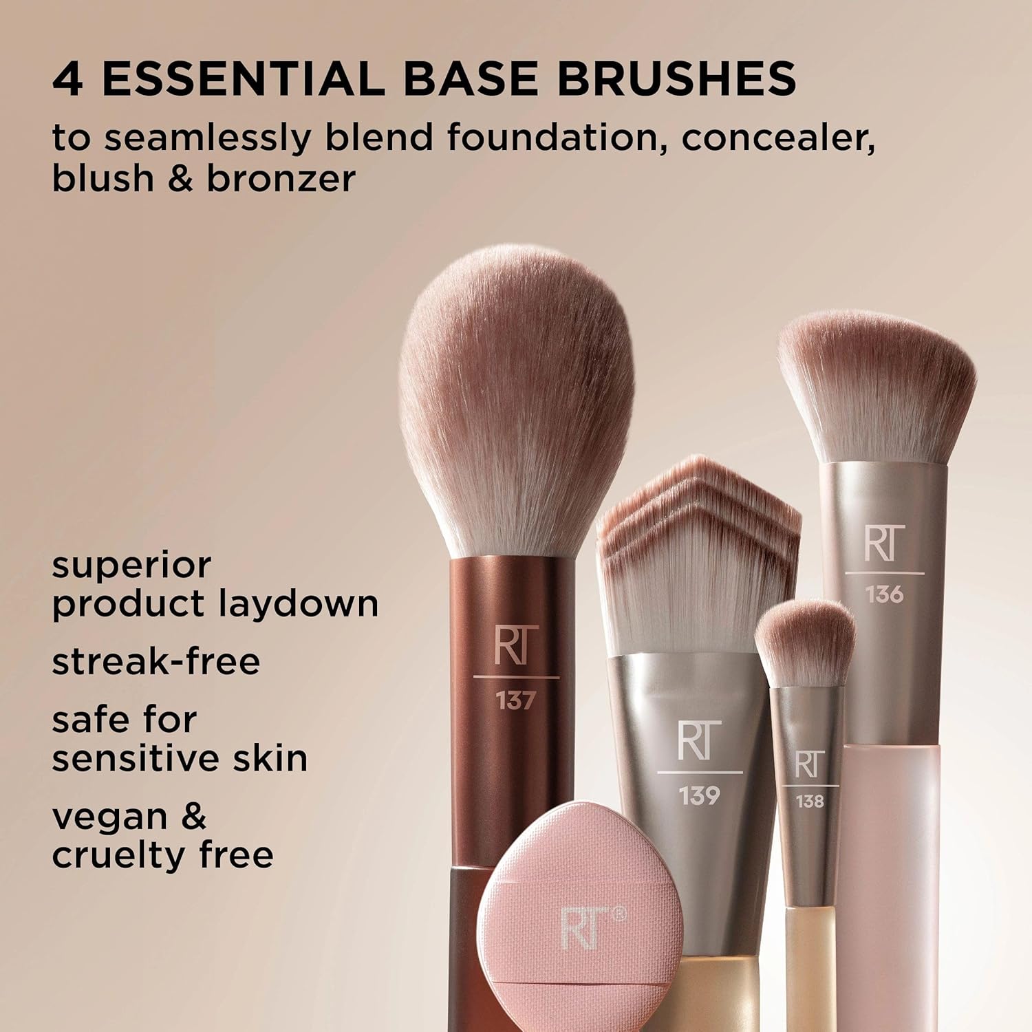 Real Techniques New Nudes - Kit de base borrosa, juego de 5 brochas...