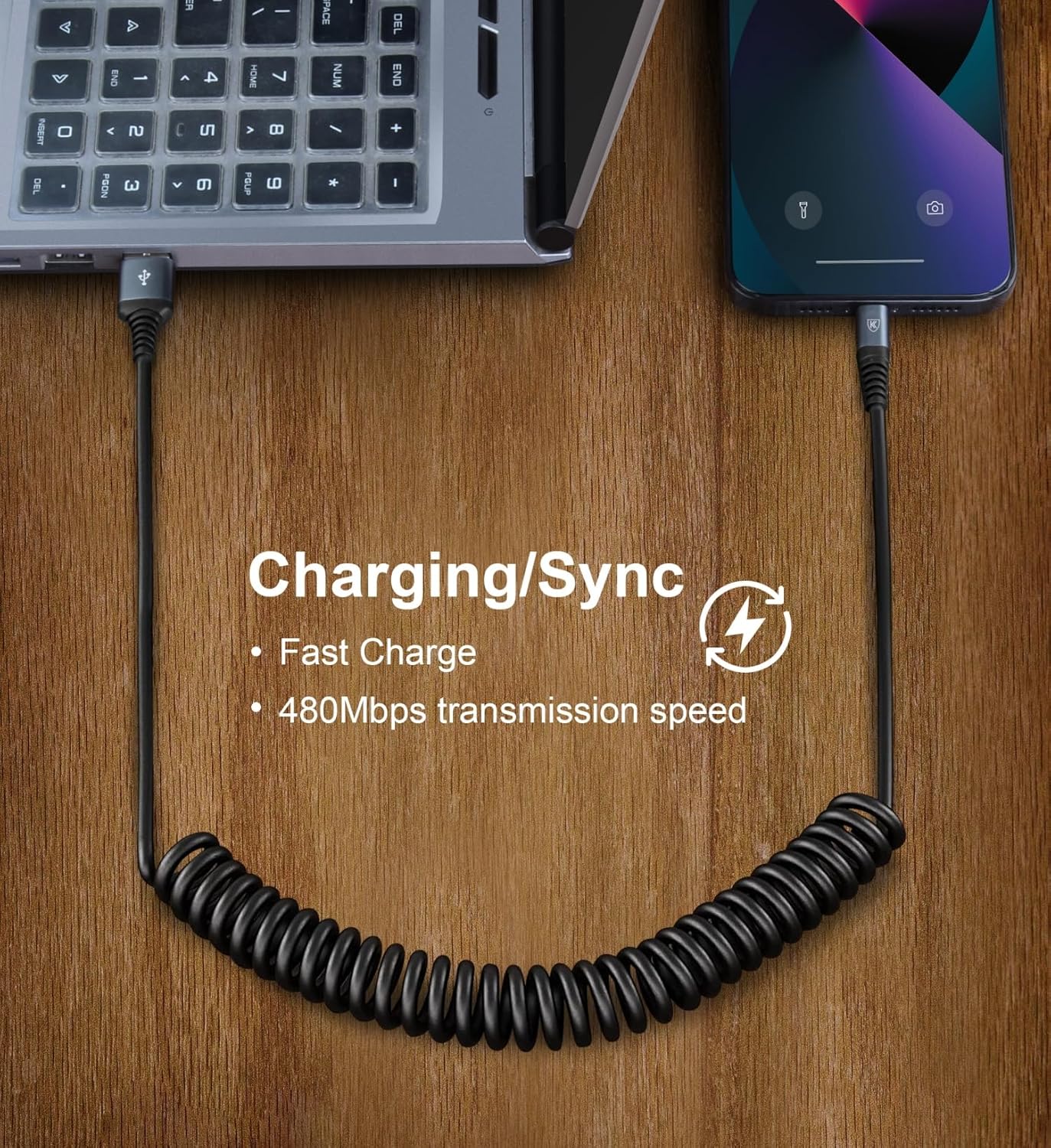 Cable de carga para iPhone de 6 pies para automóvil, cable Lightnin...