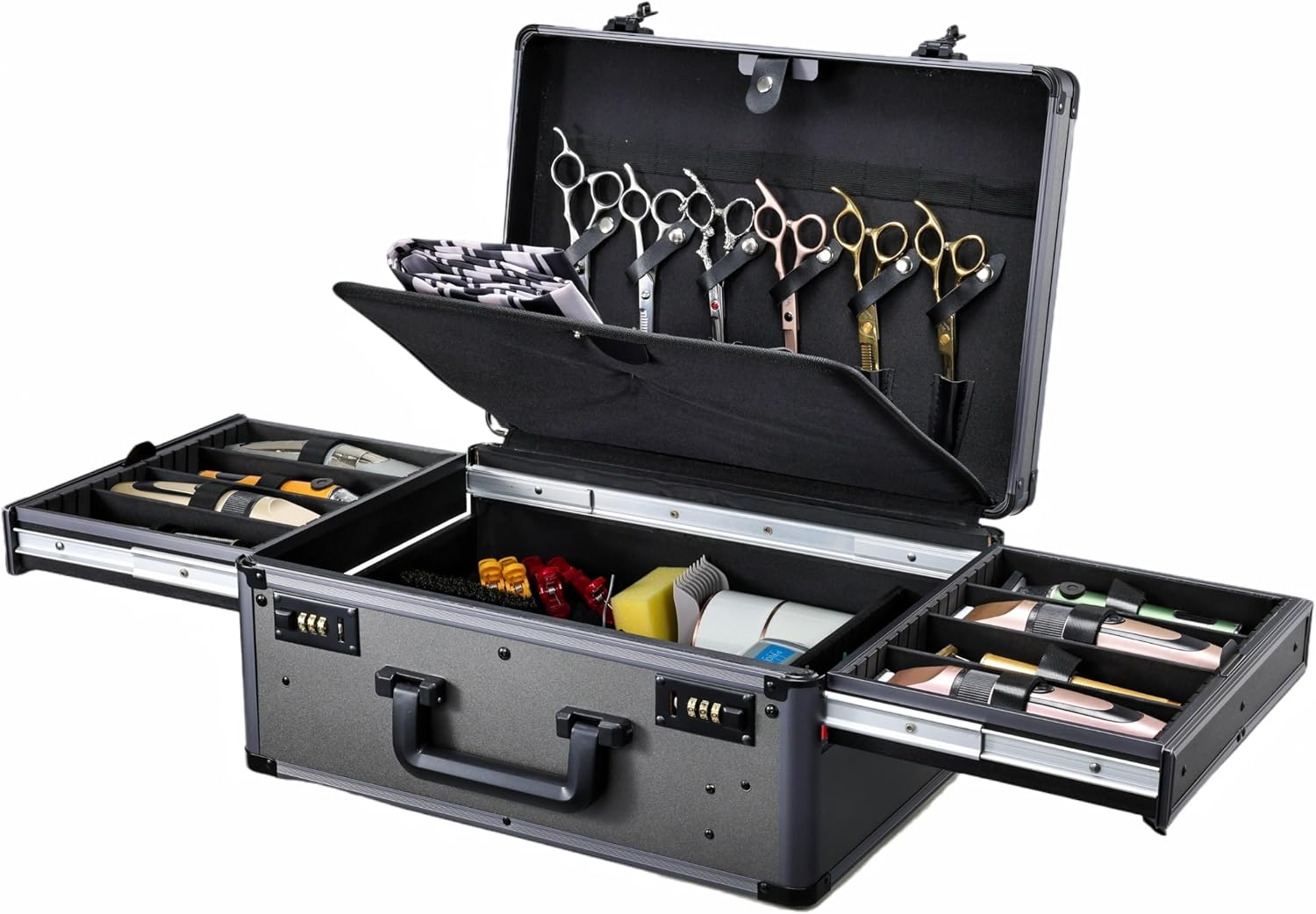 Yueieoun Estuche de Barbero con Bandeja Deslizante para Cortadoras,...