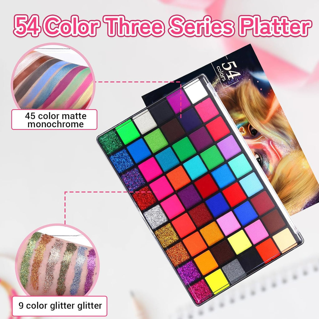 Ruihangda Kit de pintura facial de Halloween de 54 colores para niñ...
