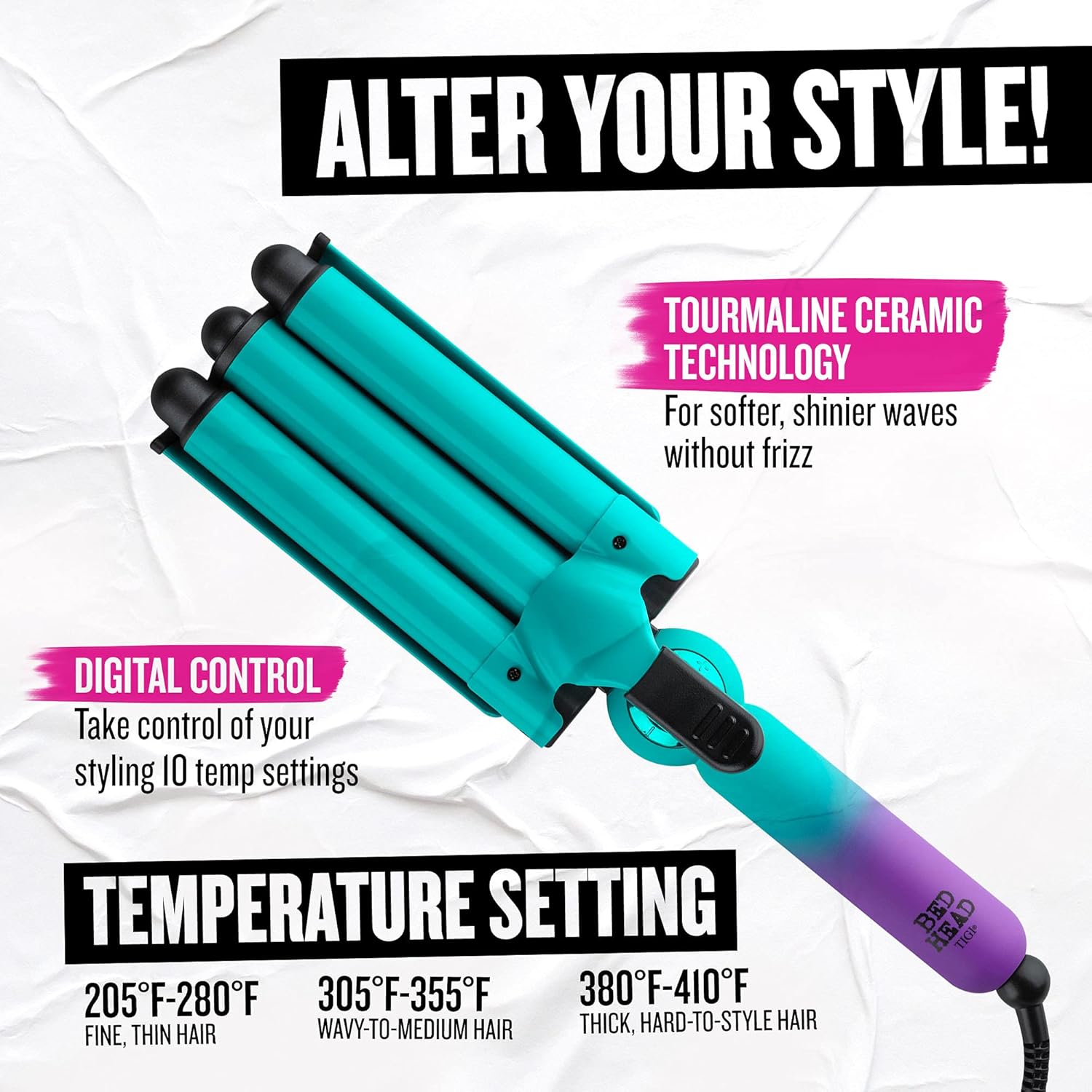 Bed Head Wave Affair Jumbo 3 Barrel Hair Waver | Estilo rápido, suj...