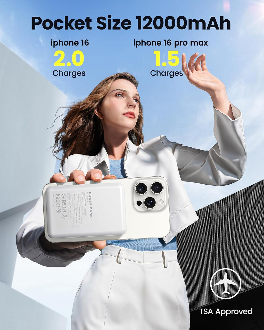 COOAV Cargador Portátil Magnético Power Bank 12000mAh Compatible co...