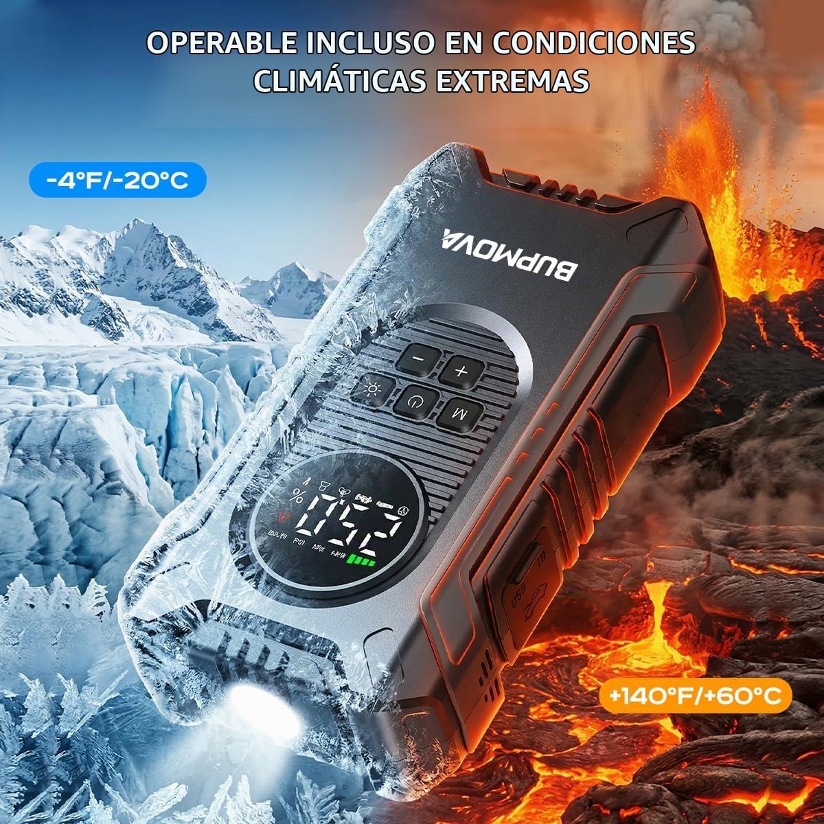 BUPMOVA Arrancador portátil de 6000 A con compresor de aire, baterí...