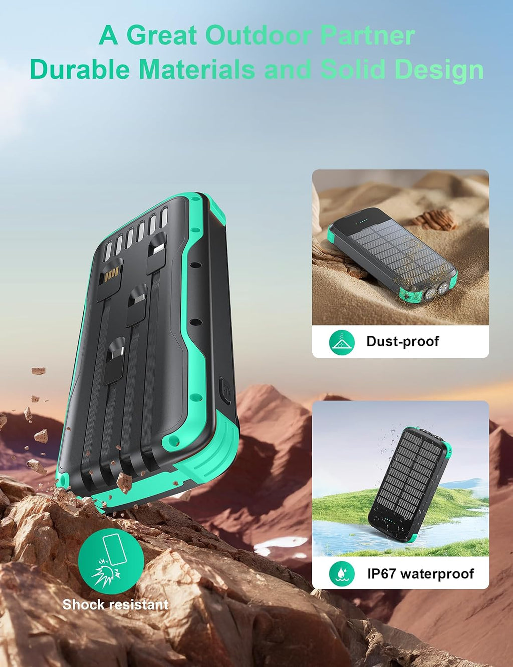 SOXONO Cargador Solar Power Bank, PD 20W Carga Rápida Batería Exter...