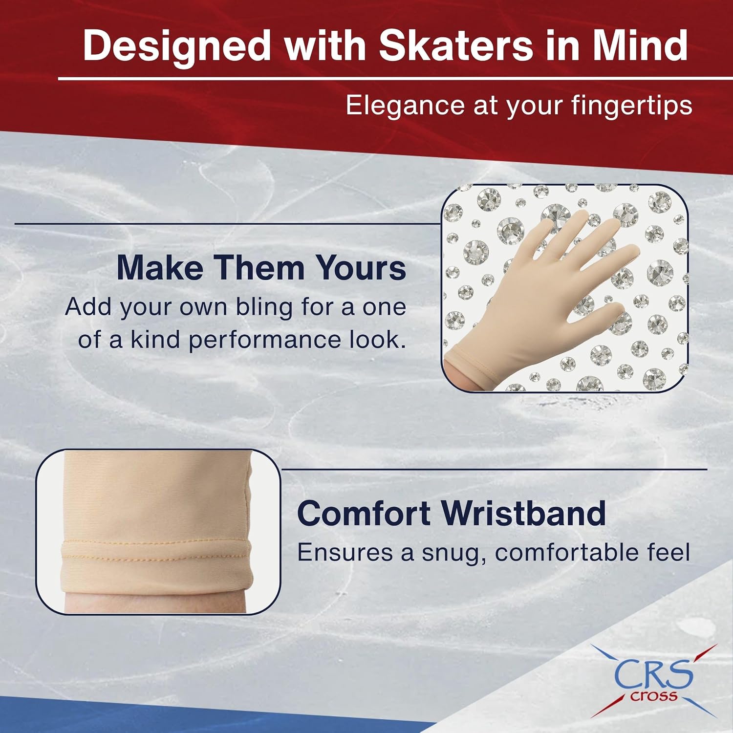 CRS Cross Competition Figure Skating Gloves | Fitted Stretch Spande...