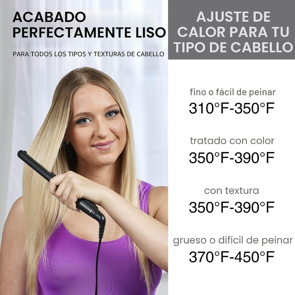 Remington Plancha plana antiestática, 1\/2 pulgada, titanio + reves...