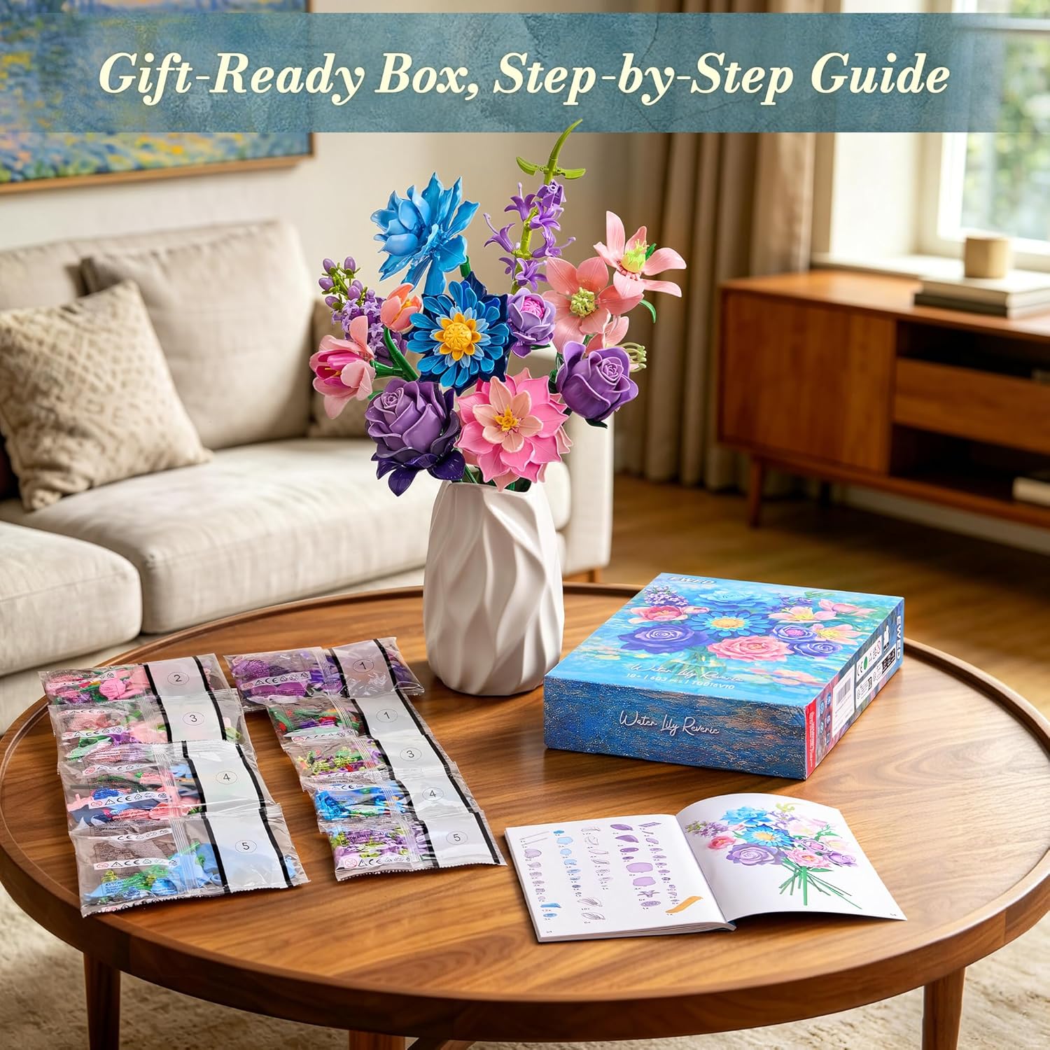 EWED Impressionist Water Lily Flowers Bouquet Building Set for Adul...