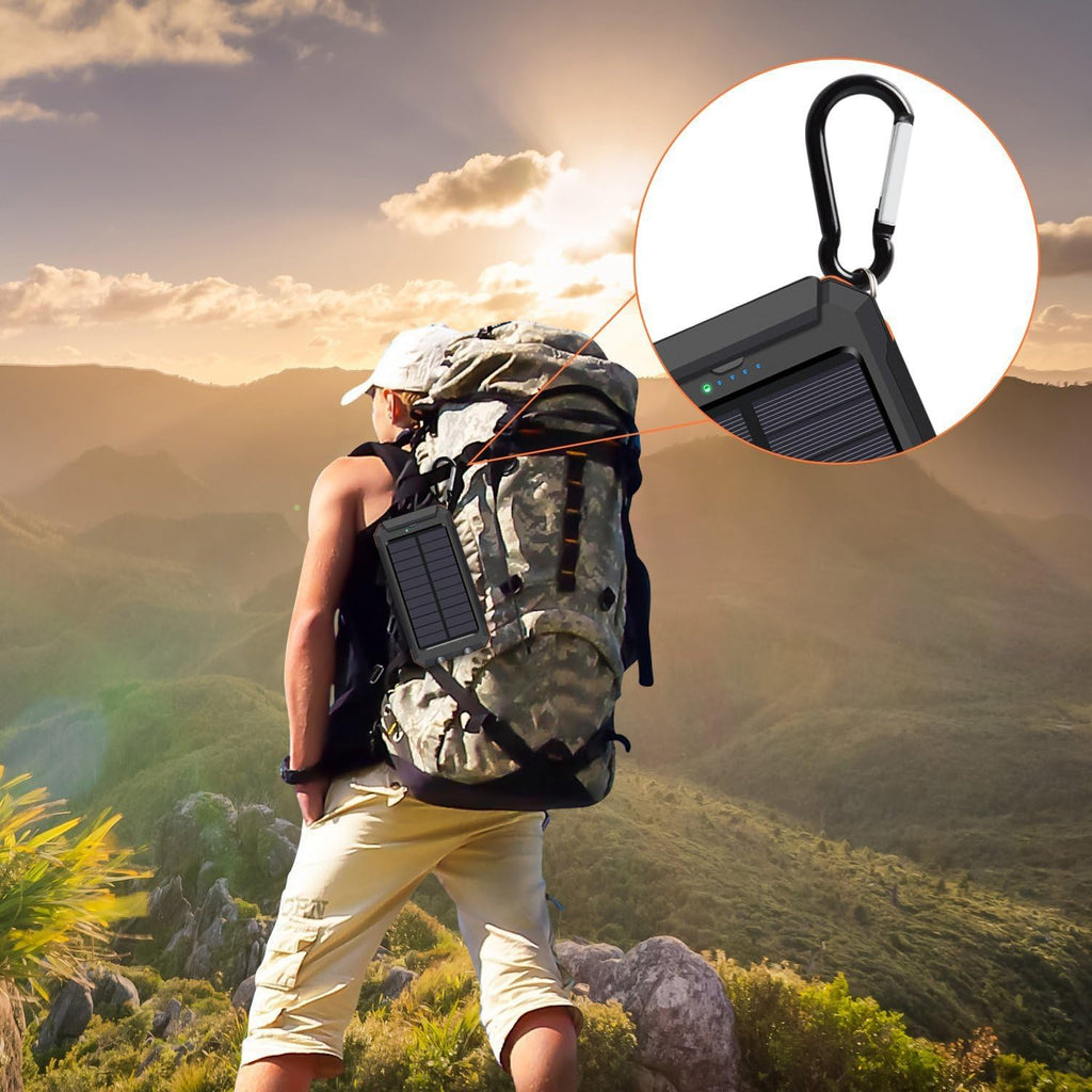 Cargador solar de 20000 mAh, cargador portátil con 4 cables integra...