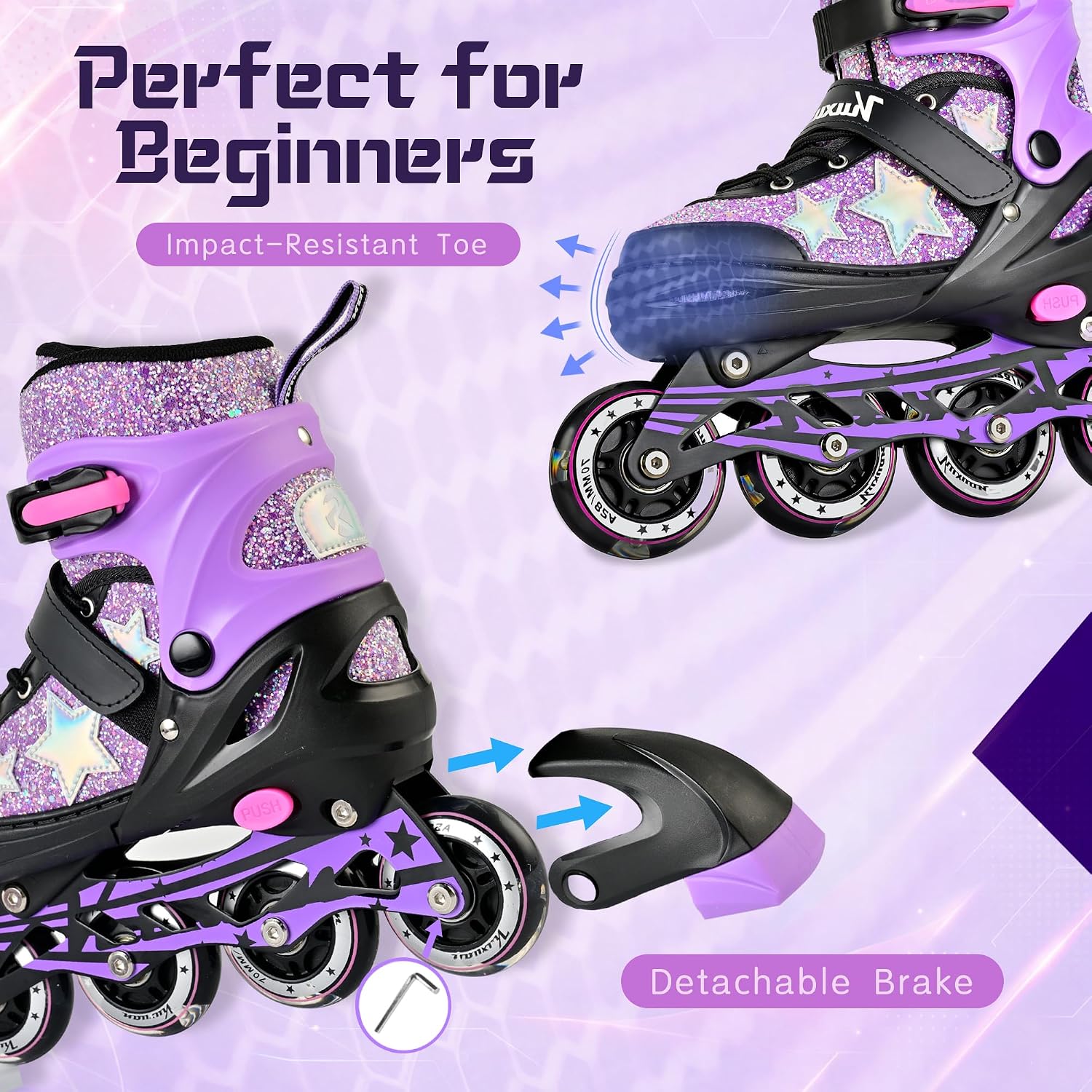 Kuxuan Adjustable Inline Skates for Girls and Women | Full Light Up...