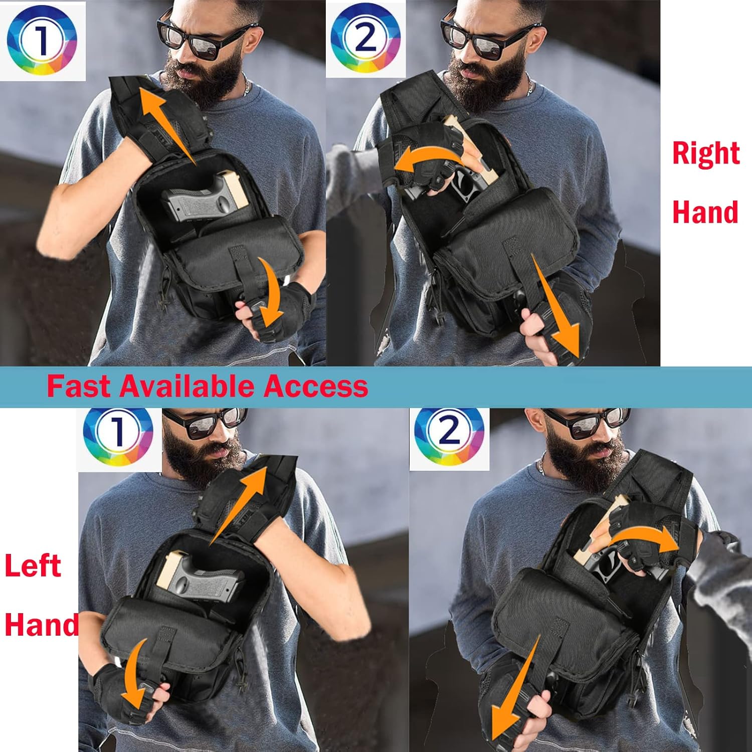 Bolso táctico LarKoo para pistola en el pecho, con funda oculta, pa...