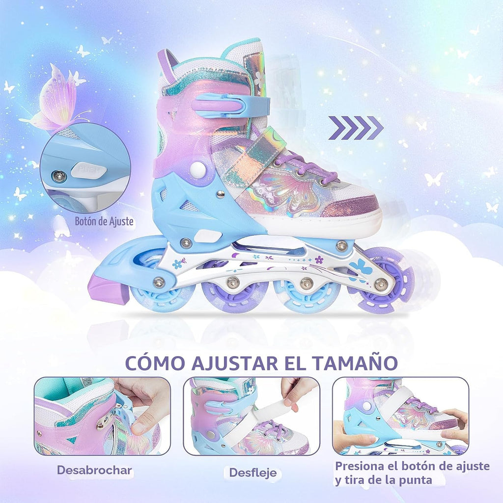 Nattork Patines en Línea para Niñas y Niños, 4 Tallas Ajustables Pa...