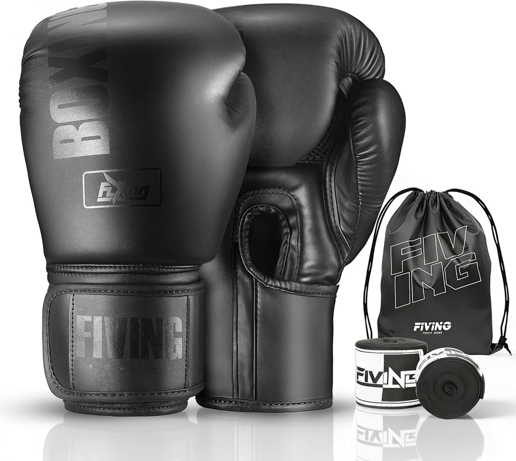 FIVING Guantes de boxeo con envolturas de mano para hombres y mujer...