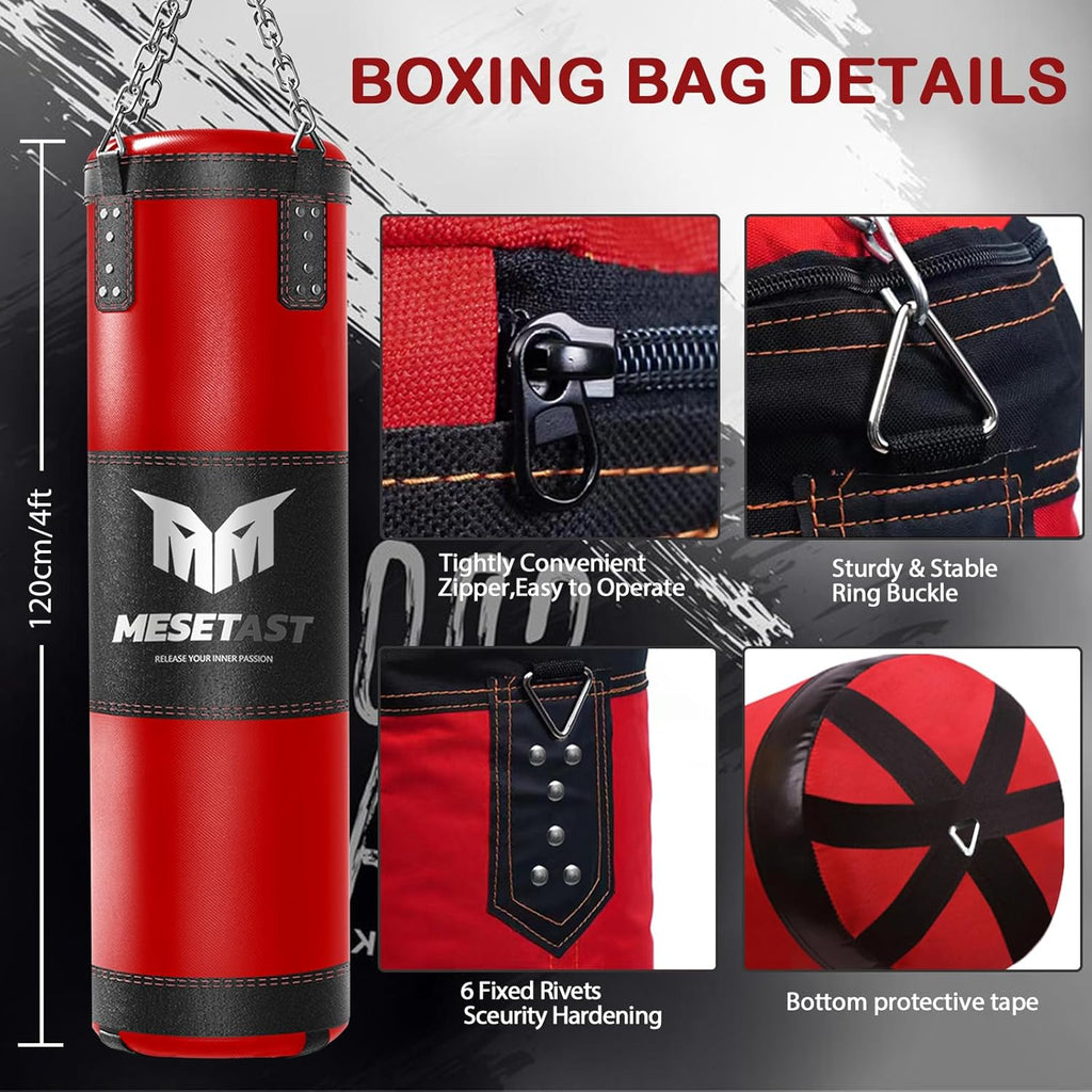 Saco de boxeo Mesetast para adultos, juego de saco de boxeo pesado...